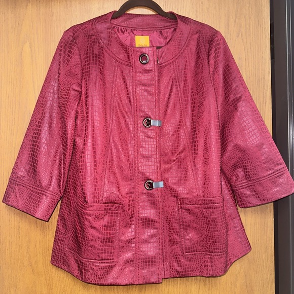 Ruby Rd. Jackets & Blazers - Ruby Rd Women's Red Jacket Snake Sz 12 Long Sleeve Work/Casual